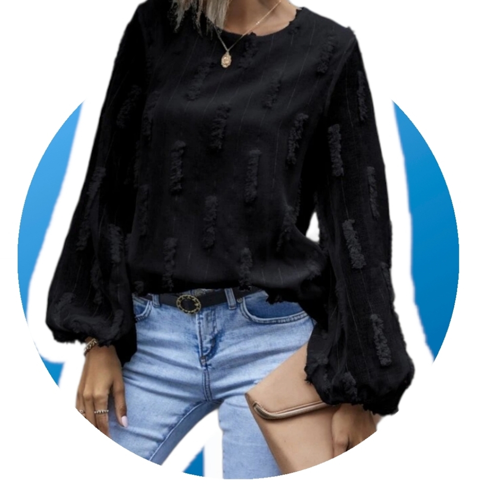 Fuzzy Bishop Sleeve Blouse